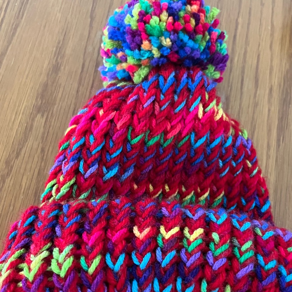Brand new hand knit colorful hat for toddler
